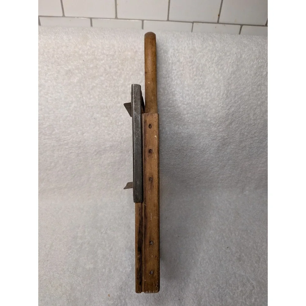 Vintage Wood & Metal Crinkle Cutter Food Slicer Wavy Blade Manual w/ Handles